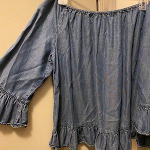 off the shoulder denim  / jean shirt